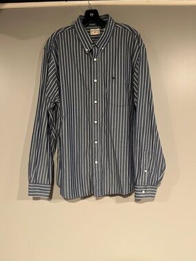 Dockers Navy and White Vertical Stripe Button-Down Shirt